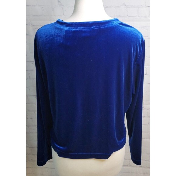 Bechamel Women's Sweater Cardigan Royal Blue Sz PM V Neck Rhinestone Buttons - Picture 4 of 5